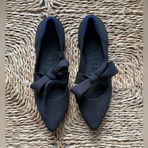Rothy’s The Point Mary Janes Black Bow Flats - size 8